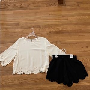 H&M patterned blouse and short set